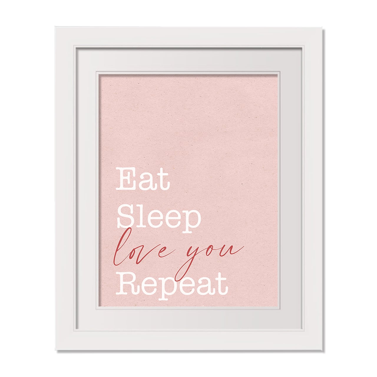 16" x 20" Eat Sleep Love White Framed Print Wall Art